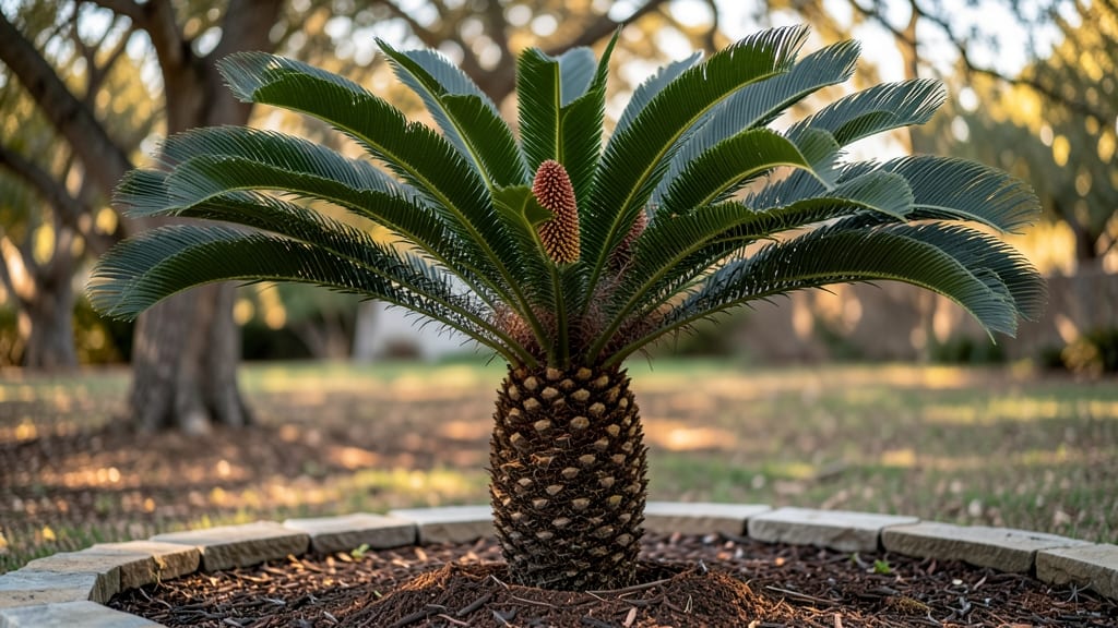 Female Sago Palm Bloom: Year-Round Purple Spikes That Thrive in Heat